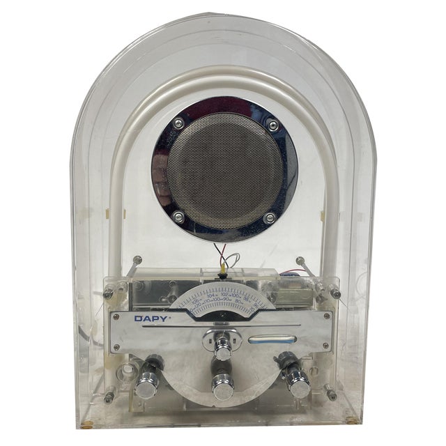 Radio Design in Acrylic Glass and Neon, 1980s For Sale