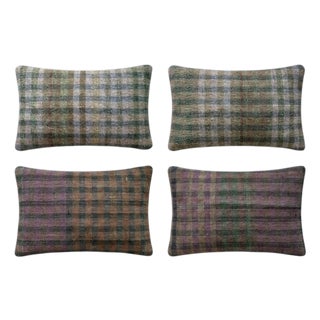Turkish Lumbar Kilim Pillow Cover 16'' X 24'' - Set of Four For Sale