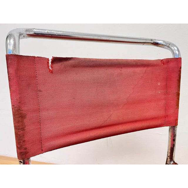 Red Bauhaus Tubular Steel Chrome Chair from Hynek Gottwald, 1930s For Sale - Image 8 of 12
