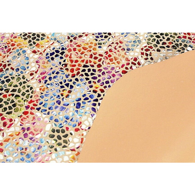 Floral Mosaic Genuine Leather Pillow For Sale - Image 6 of 13