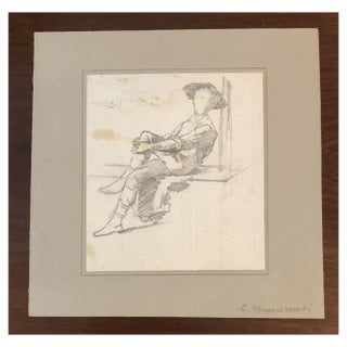 Guglielmo Innocenti, Le poète, Crayon on Paper For Sale
