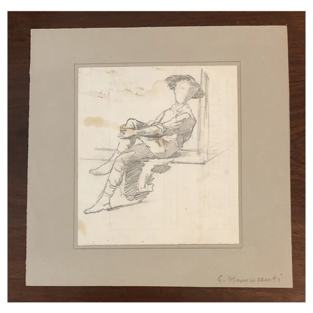 Guglielmo Innocenti, Le poète, Crayon on Paper For Sale