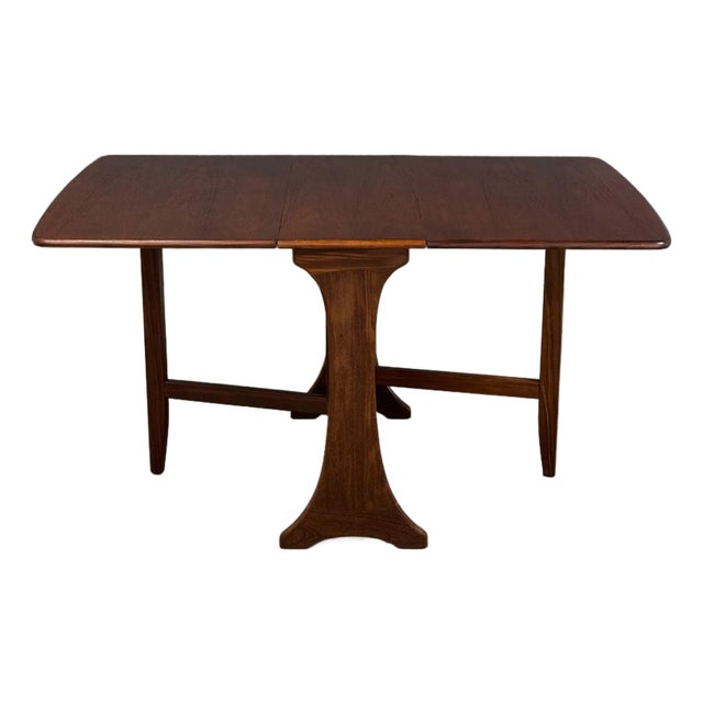 Mid 20th Century Refinished Danish Modern Teak Drop Leaf Dining Table For Sale