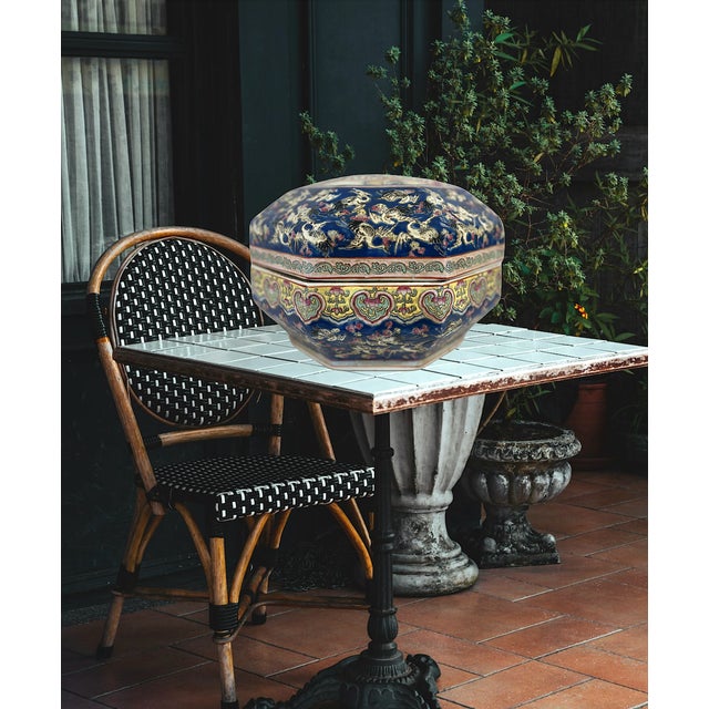 Antique Chinese Blue & White Porcelain Covered Serving Container (Storage / Gift Box) With Auspicious Cranes and Bats For Sale - Image 12 of 12