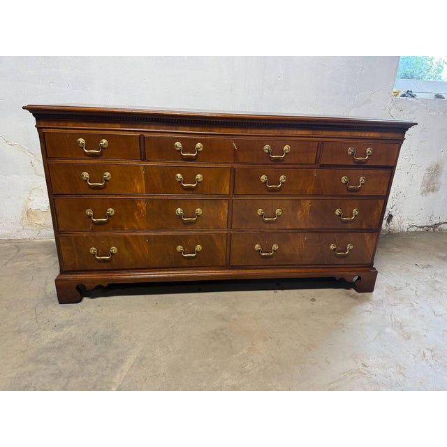 Georgian Solid Mahogany Nine-Drawer Dresser or Credenza With Key with key by Hickory James River Plantation Solid...