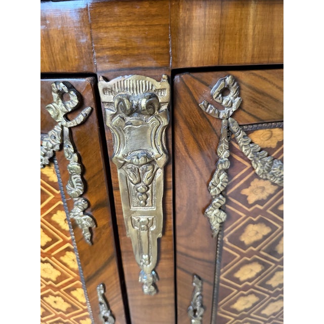 1950s Neoclassical Transitional Marquetry Commode For Sale - Image 11 of 11
