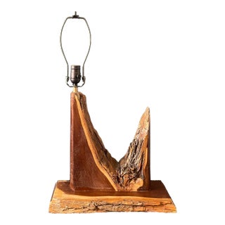 1970's Rustic Handcrafted Table Lamp For Sale