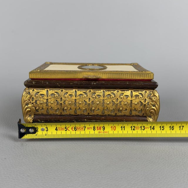 Antique Wooden Jewelry Box with Gilded Brass, 1890s For Sale - Image 11 of 14