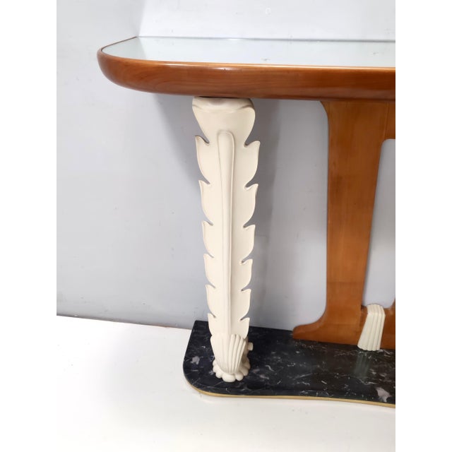 Vintage Wooden Console Table with Mirrored Top attributed to Osvaldo Borsani for Fontana Arte, 1940s For Sale - Image 10 of 15