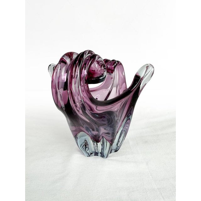 Mid-Century Modern Sommerso Art Glass Sculptured Bowl by Cristallo Venezia, 1960 For Sale - Image 9 of 18