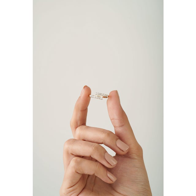 14k Yellow Gold Open Diamond Open Bypass Modern Ring Size 7 For Sale - Image 10 of 15