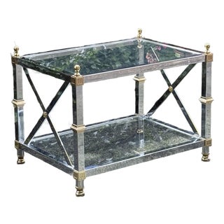 Vintage Maison Jansen Style Hollywood Regency Chrome and Brass End Table For Sale