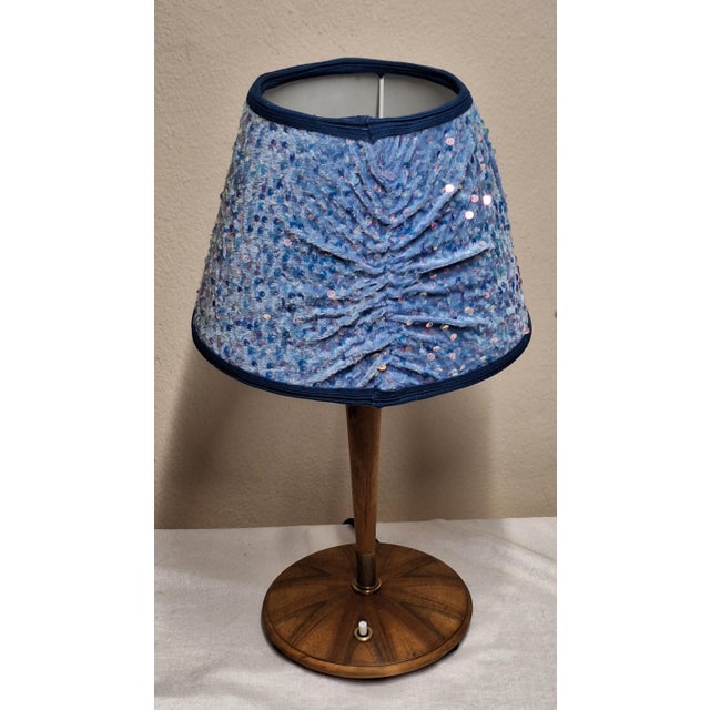 Art Deco Table Lamp with Walnut Base and Fabric Shade, 1930s For Sale - Image 4 of 10