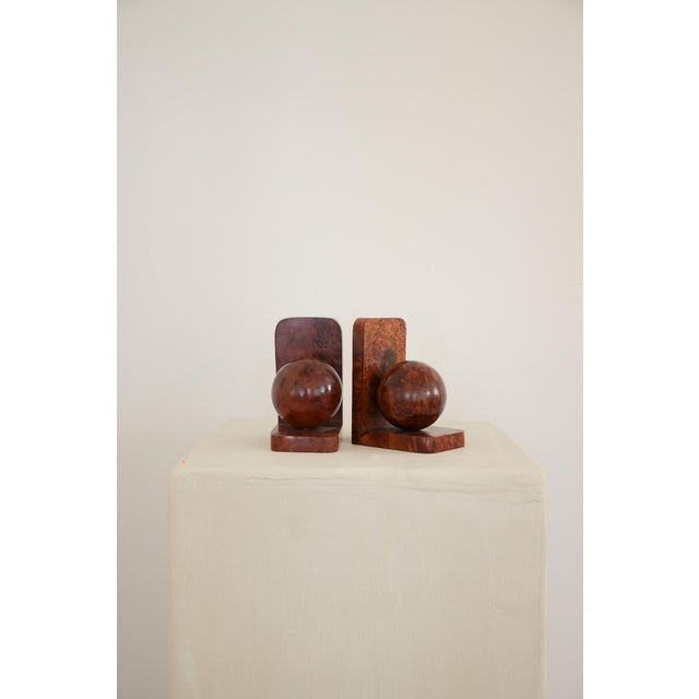 Wood Vintage Burlwood Bookends For Sale - Image 7 of 8