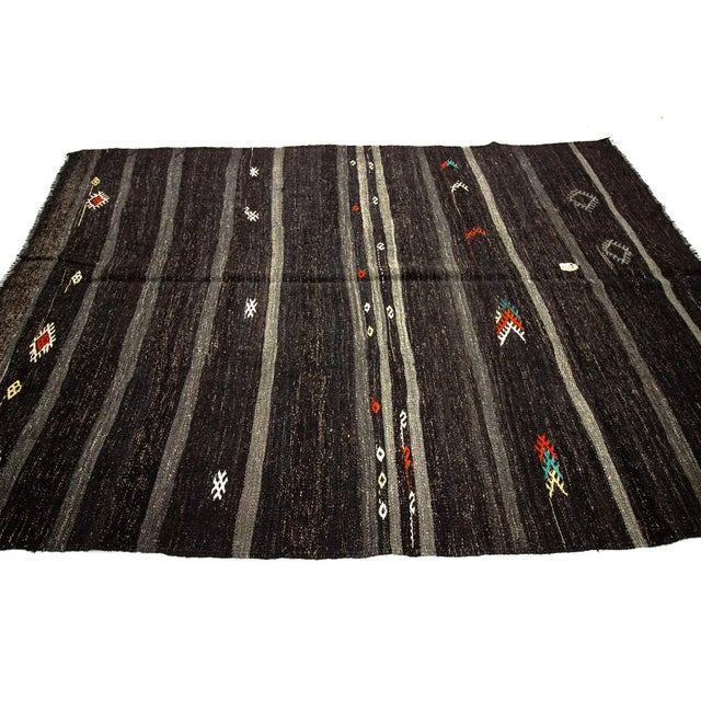 Mid-Century Modern Vintage Striped Modern Kilim Rug-6'2'x9'6" For Sale - Image 3 of 7