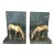 Vintage Brass Grazing Horse Bookends on Verde Green Marble — Hollywood Regency Pair For Sale