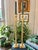 This is a pair of tall solid brass candlesticks featuring a column form and faceted octagonal bases. Standing 18 inches...