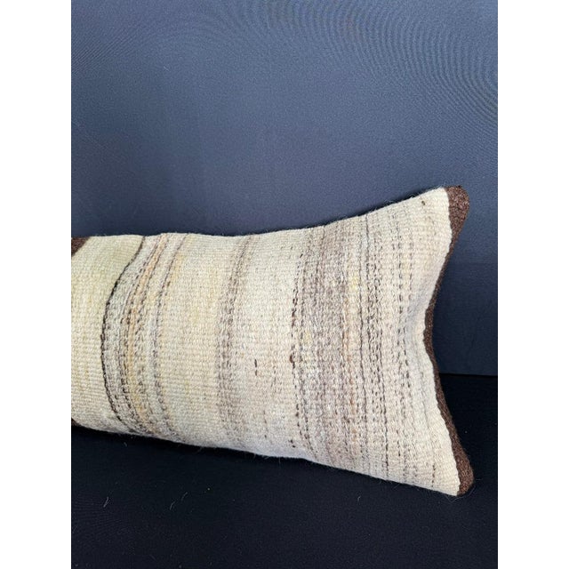 Turkish Hemp Pillow Cushion Natural Beige Brown Cushion Cover 12x46 For Sale - Image 4 of 4