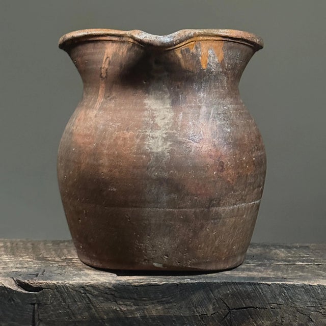 Folk Art Antique 19th Century Primitive Portuguese Redware Pitcher From Vidigueira For Sale - Image 3 of 10