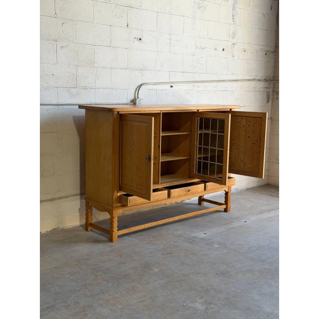 Vintage Danish Oak Cabinet by Stilmobler, 1970s Display Sideboard For Sale In Los Angeles - Image 6 of 8