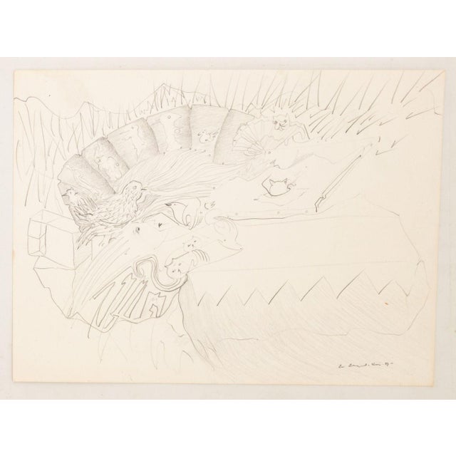 1980s Eva Bouzard-Hui Surrealist Graphite on Paper, 10 For Sale - Image 5 of 14