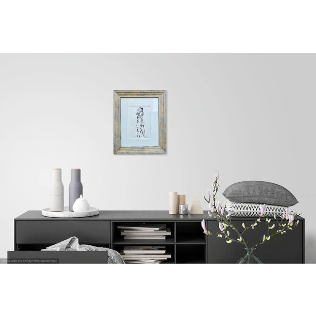 Framed "Woman in Love" Framed Ink Drawing For Sale - Image 4 of 7