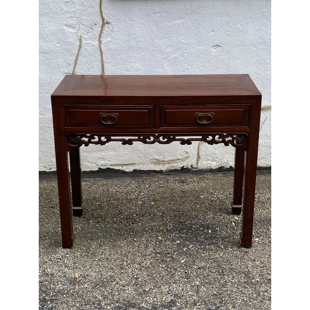 Wood 1930s Vintage Asian Inspired Console Table For Sale - Image 7 of 8
