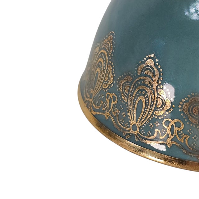 Exquisite Hutschenreuther Rococo Demi Tasse Cup & Saucer – Turquoise & 24k Gold For Sale - Image 9 of 11