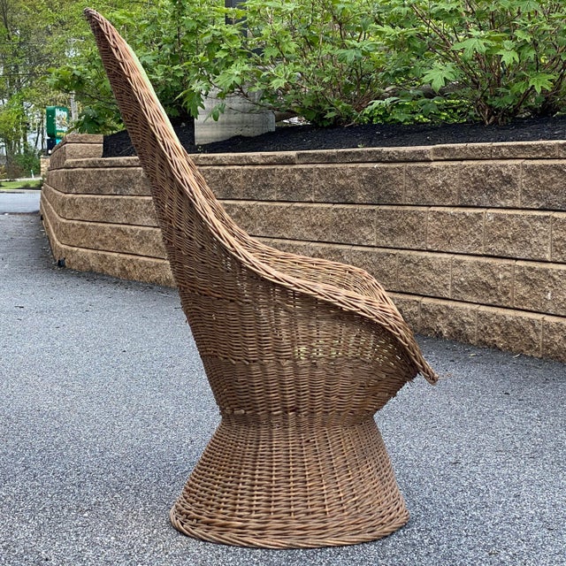 Mid 20th Century Mid-Century Modern Tall Wicker Egg Lounge Chair For Sale - Image 5 of 13