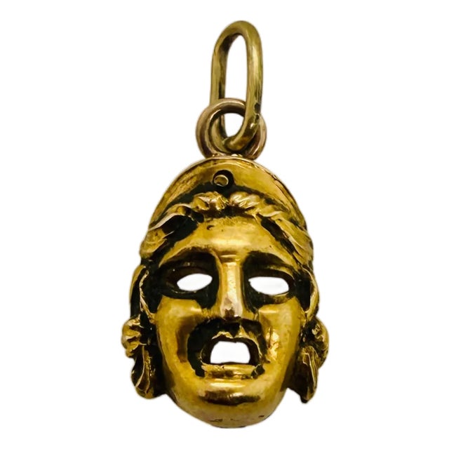 Late 19th Century Victorian 14k Gold Mask Charm or Small Pendant For Sale