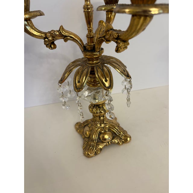 Rococo 1950s French Rococo Revivial Style 3-Arm Candelabras-a Pair For Sale - Image 3 of 5