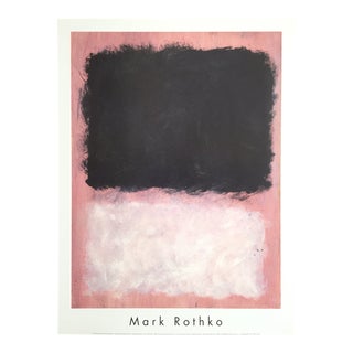 Mark Rothko Vintage 1998 Abstract Expressionist Lithograph Print Modernist Poster " Untitled Pink & Black " 1967 For Sale