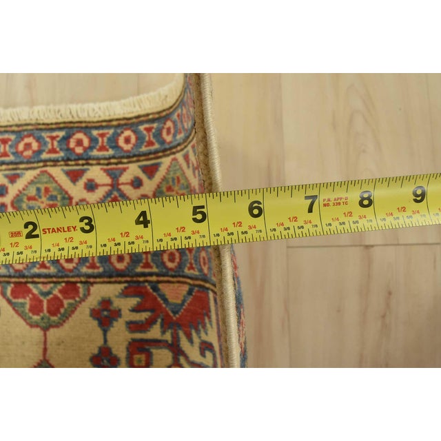 Kazak Rug 3’4” X 4’11” Beige Wool Tribal Hand-Knotted Oriental Carpet For Sale - Image 9 of 11