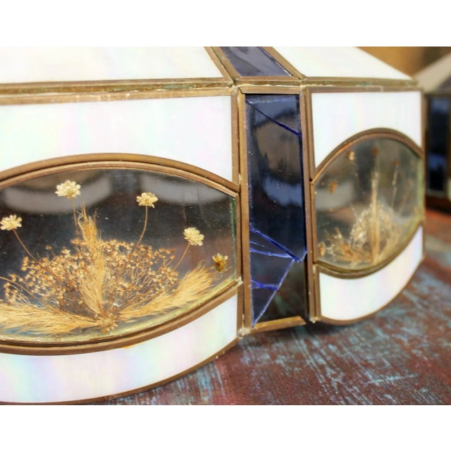 Mid 20th Century Vintage Slag Glass Flower Pendant Lights - a Pair For Sale - Image 9 of 13