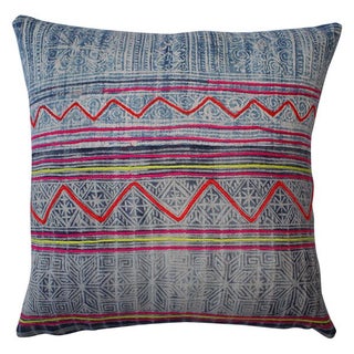 Vintage Embroidered Batik Pillow For Sale