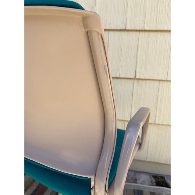Vintage Mid-Century Steelcase Teal Blue Rolling Office Desk Arm Chair For Sale - Image 11 of 18