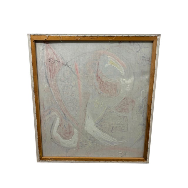 Large Jack Craig Compton 1980s Abstract Mixed Media Painting on Canvas 46x60 For Sale In Phoenix - Image 6 of 6