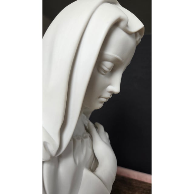 Antique White Mid 20th Century Edward Marshall Boehm Bisque Porcelain Madonna Bust For Sale - Image 8 of 16