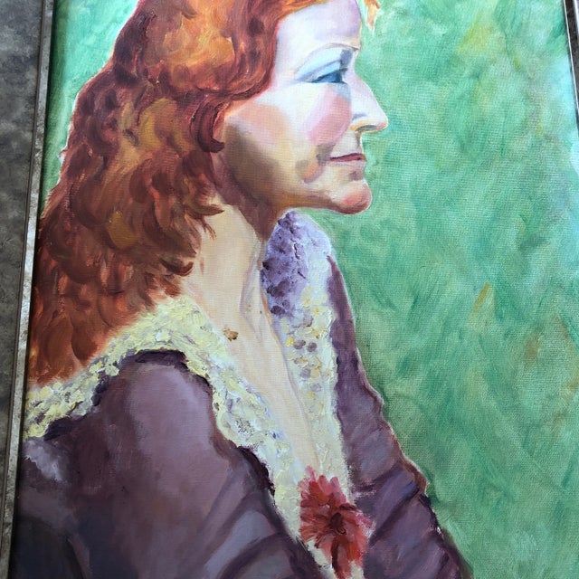 Contemporary Vintage 1970’s Female Portrait Painting Framed For Sale - Image 3 of 6