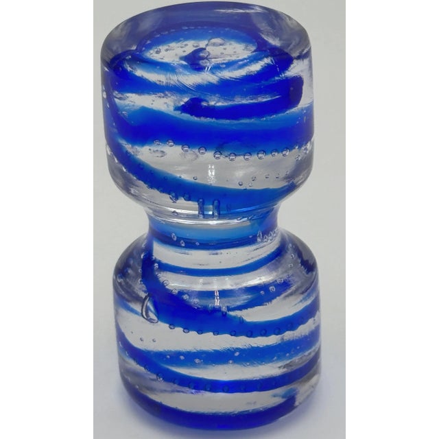 Pop Art 1970s Murano-Style Blue and Clear Bullicante Art Glass Paperweight For Sale - Image 3 of 10