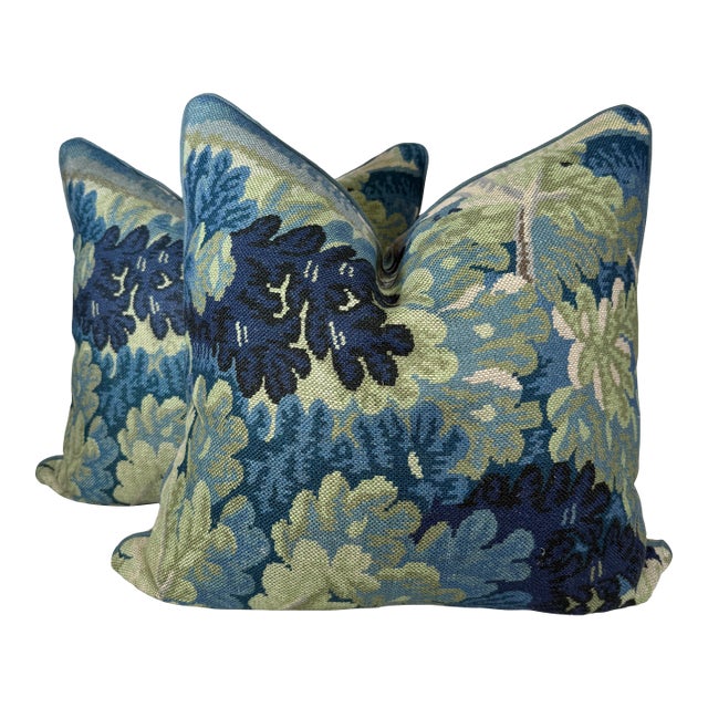 Cowtan & Tout "Richmond" in Blue/Green 20" Pillows-/a Pair For Sale