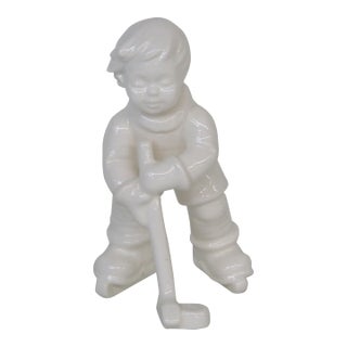 Goebel Hummel Ice Hockey Player 2143a White Glaze Porcelain Figurine 4702b For Sale