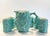 Vintage MCM Ceramic Serving Pitcher and Drinks Glasses, Celadon Fruit Relief Pattern For Sale - Image 9 of 9