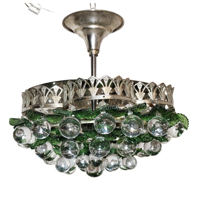 Vintage Italian Crystal Ceiling Lamp, 1960s For Sale