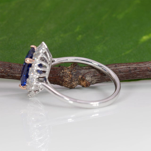2.4Ct Tanzanite Ring With Lab Grown Diamond Halo: Solid 14k Gold, Size 6.75 For Sale - Image 9 of 9