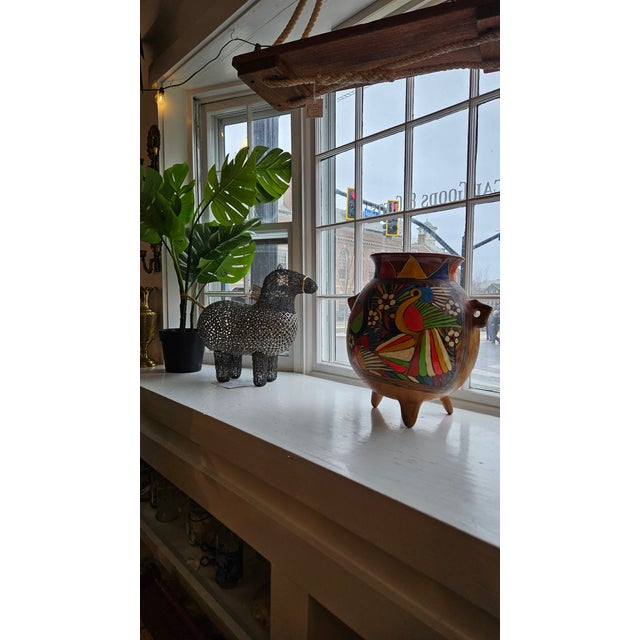 Blue Mexican Talavera Pottery Footed Planter For Sale - Image 8 of 8