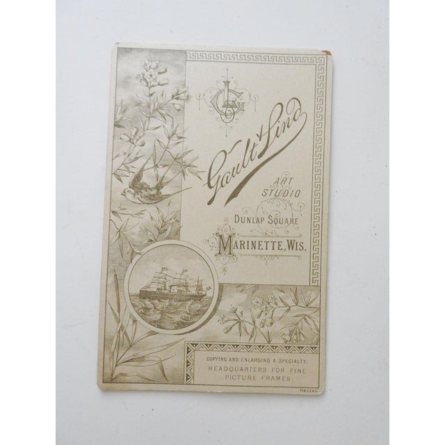 American Antique Cabinet Card Cute Little Girl Hat Full of Baby Chicks Photograph For Sale - Image 3 of 3