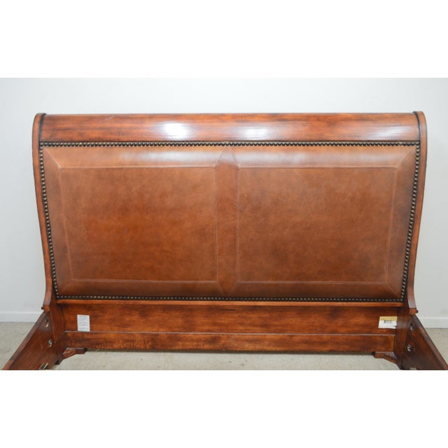 Henredon Leather Sleigh King Bed For Sale - Image 10 of 16