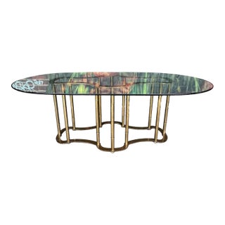 Mastercraft Brass & Glass Dining Table – Racetrack Form For Sale