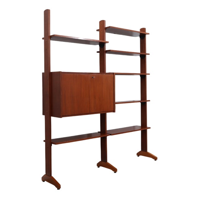 Teak Modular Wall Unit with Drop-Front Bar, 1950s For Sale